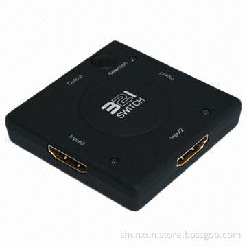 Mini HDMI Switch, 3 Input to 1 Output, Supports 1080p Resolution